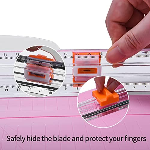Prijenosni papirni rezač papira Trimer ScrimaBook sa sigurnosnim zaštitom za standardno rezanje papira A2 A3 A4 A5, fotografije ili naljepnice - ružičaste