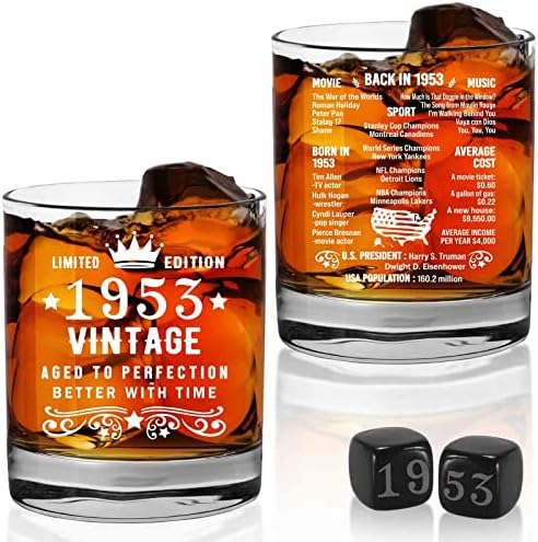 70. rođendanski pokloni za muškarce -Vintage 70-godišnji rođendanski poklon -okretanje 70 rođendanskih ukrasa za njega-sedamdeset ideja za rođendanski poklon-11oz 70. Whisky Glass Gifts