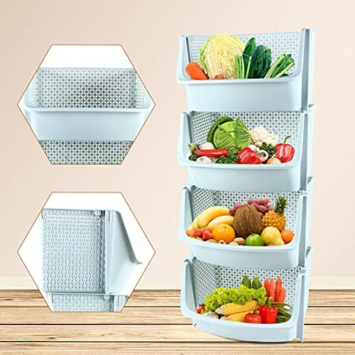 4 ravna polica od plastične biljne biljne košarice za voćnu košaru za organiziranje kuhinje kupatilo