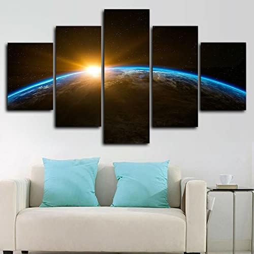 5 panela platna na zid Art Decor 5 komada Zidna umjetnost Sunrise Planet Earth Space Star Star Posteri