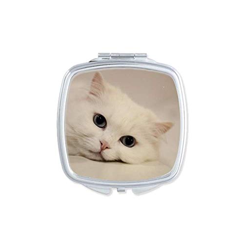 Mačka Bijela Kitty Pet Životinja Relax Ogledalo Prijenosni Kompaktni Džepni Makeup Dvostrano Staklo