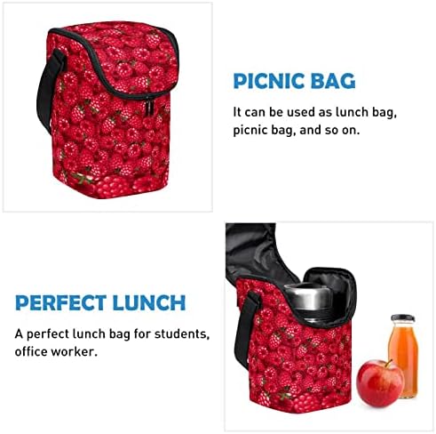 GUEROTKR kutija za ručak za žene, kutija za ručak za muškarce,mala torba za ručak,bešavni uzorak voća od crvene jagode