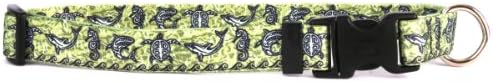Dizajn žutog psa Tribal Seas Green ovratnik za pse - veličina šalice za čaj-3/8 inča široka i odgovara