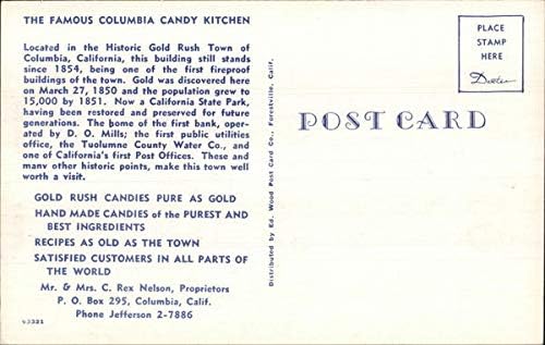 Poznata Columbia Candy Kitchen Columbia, Kalifornija CA originalna Vintage razglednica