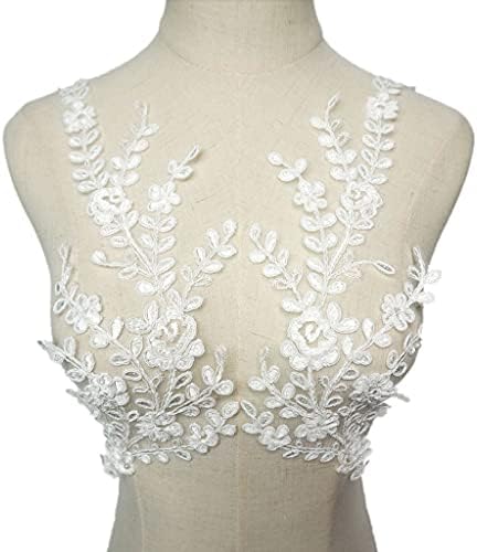 Walnuta 2pcs Bijelo cvijeće Listova grana za rešenje mrežice tkanine Vjenčanje aplikacije za šivanje čipkasti
