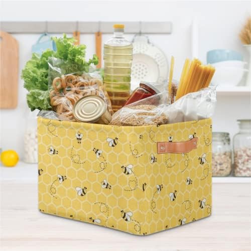 2pack žute s pčelama velikih kanti za skladištenje sa savoljnim dijelovima, med savoljnim ukrasnim kutijama