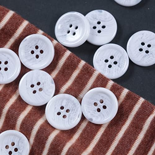 80 kom. Veliki 3/4 inčni bijeli gumbi za šivanje okrugle smole bijelih gumba za obrta 4 rupe spljoštite džemper