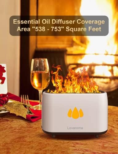Lovaroma Flame Diffuser for Essential Oil, 240ml Essential Oils Aroma Diffusers with Remote Control, 3 Adjustable