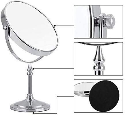 Stojeća ogledala za šminkanje, 8-inčno dvostrano mesingano ogledalo za toaletne ploče sa uvećanjem 3X/5X/7X/10x, Rotabilna ogledala za brijanje stola,hrom,10x