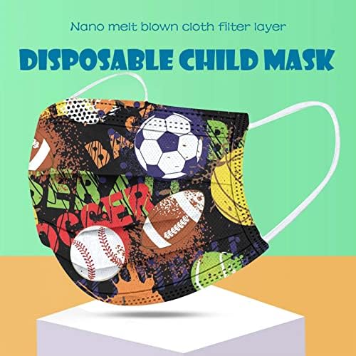 JMETRIE 50pc jednokratna maska za lice za djecu, maska s nogometnim printom za lice prozračna udobna maska za djevojčice