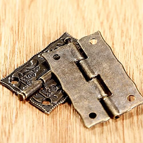 SXNBH 10pcs Hinges 36 * 23 mm željezo antique brončani cink željezo ukrasni vijci Vintage drveni nakit kutija