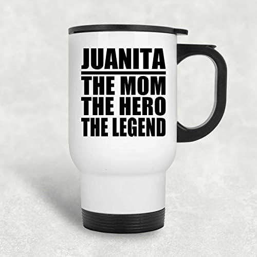 Dizajnirajte Juanita mamu, heroj legendu, bijela putnička šolja 14oz izolirana od nehrđajućeg čelika,
