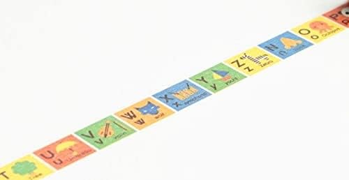MT Washi maskirna traka za djecu, dječje abecede N - Z, 15 mm x 7m