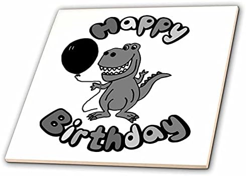 3drose Funny Old Age sivi T-rex dinosaurus sa balonom Sretan rođendan Crtić-pločice