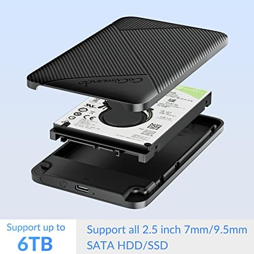 GiGimundo 2.5 hard disk Enclosure Alat Besplatno, USB C 3.1 Gen 2 SATA III 6Gbps vanjski Enclosure za 2.5