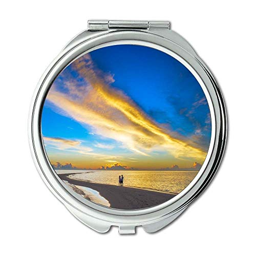 Ogledalo, ogledalo za putovanja, plavi oblaci na plaži, džepno ogledalo, prenosivo ogledalo