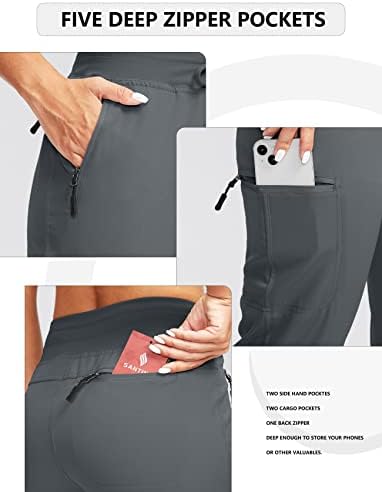 SANTINY ženske pantalone za planinarenje tereta sa džepovima sa 5 patentnih zatvarača lagane brzo suhe pantalone za putovanja na otvorenom visokog struka