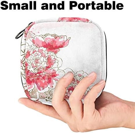 Vreća za skladištenje sanitarne salvete, torba za jastučić, torbica za jastučić, mala šminkarska torba, ružičasti cvjetni uzorak cvijeta