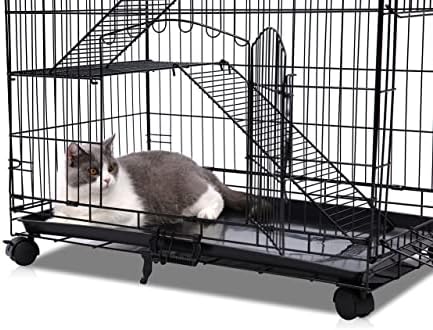Domaći kućni ljubimac Inc Sklopivi žičani mačka stanište za stanište sa kotačima, ladicom i visećem