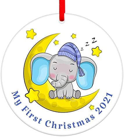 WhatSign Babys prvi Božić Ornament 2021 moj prvi Božić Ornament 3 slatka Elephant Babies 1. Božić ukrasi ukrasi