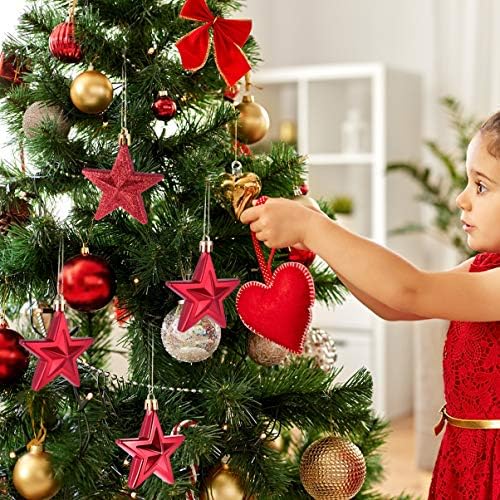 Aboofan 18pcs Božićno drvce za viseće ukrase Glitter Star Festive ukrase Xmas TEME TEXPER ZA SHARTEROSOFTROSOFOOSO otporni na Božićno uređenje stabla 7cm