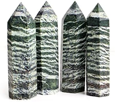 Shitou2231 5 / 10pcs 50-60mm Natural Polirano zeleno Zebra Stone Wind Stripe Kristalni kamen Obelisk Rock