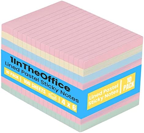 1intheoffice ljepljive Note 4x6, podstavljene razne samoljepljive Note pastelne boje 4 x 6 100 listova