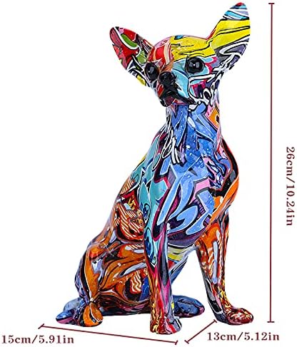Orenm Colorful Chihuahua Kitue, Creative grafiti Art Multicolor FIGURINE, smola zatvorena domaća dekor Splash u boji kućna skulptura za životinje ukras magistrala Figurine Moderni kućni uredski uređenje
