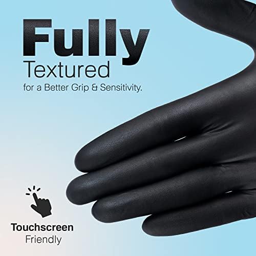 Raxwell jednokratne crne nitrilne rukavice | 6,5-mil teške nitrilne rukavice | Potpuno teksturirani,