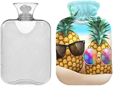 Flaše sa toplom vodom sa poklopcem naočare za sunce od ananasa u vreći za toplu vodu na plaži