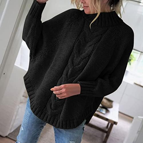 Ženski turtleneck džemper vrhovi prevelizirani batwing dugih rukava s dugim rukavima, casual kabel