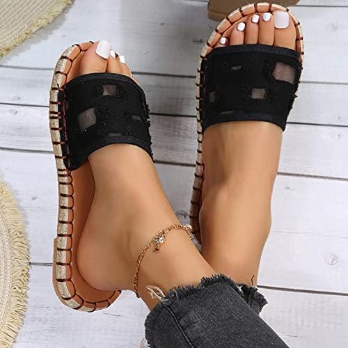 Ženske klizne papuče ljetne platnene noge čvrste Ležerne ženske navlake ravne papuče sandale Moda i boja