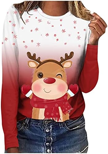 Anniya Majke za žene COWL vrat Božićni print pulover Push-up labavo fit omotač za žene za žene