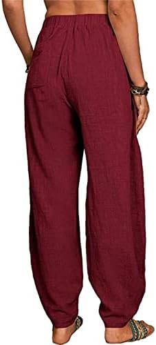 Pamučne platnene hlače Žene Ljetni Harem Capris Hlače Labavi fit plaža joga hlače visoke elastične struke