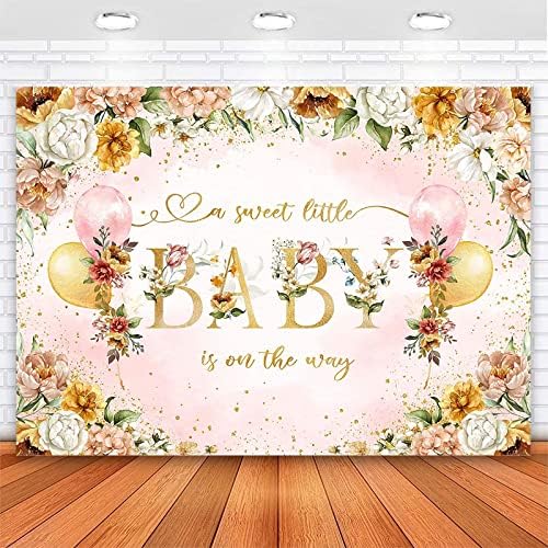 Avezano Baby Shower pozadina šareni cvjetni slatka mala beba je na putu za djevojačke dekoracije