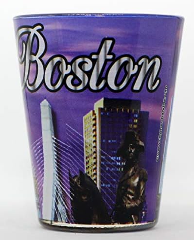 Boston Massachusetts Lavanda Skyline Shot Glass