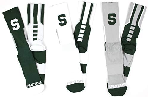 Donegal Bay NCAA Michigan State Spartans 3 komad sportske performanse čarapa paket, višebojni,