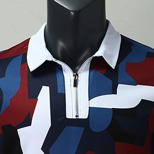 Ruiruilico Muns Ljeto Polo T košulje Casual Short rukavi Majice Zip Up Loose Fit Prints Golf Sports
