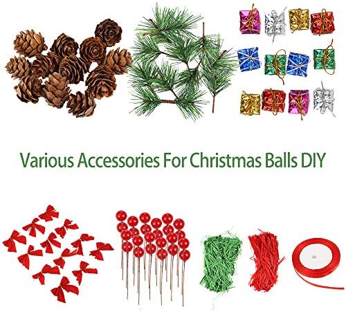 Auihiay 12 Pack Clear Božić Ball ornamenti za punjenje plastičnih kuglica Baubles i razni dodaci za