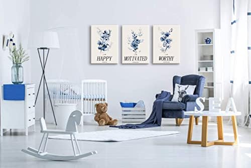 Cvjetni zid Umjetnost štampa moderno plavo cvijeće slikarstvo akvarel Posteri Kućni dekor biljka Umjetnost inspirativna