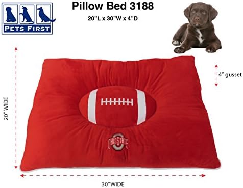 Pets First Collegiate Pet Accessories, pas Bed, Ohio State Buckeyes, 30 x 20 x 4 inča