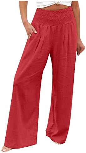 lcepcy ženske pantalone od Plisiranog pamučnog platna visokog struka labave Ležerne pantalone sa širokim