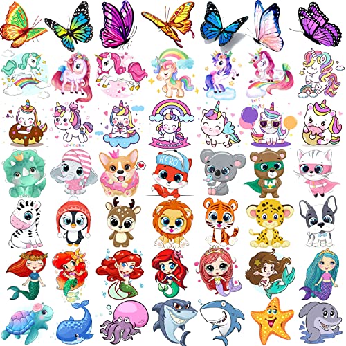 Rejaski 50 kom slatke životinje zoološki vrt djeca privremene tetovaže za djevojčice leptir Mermaid Unicorn,