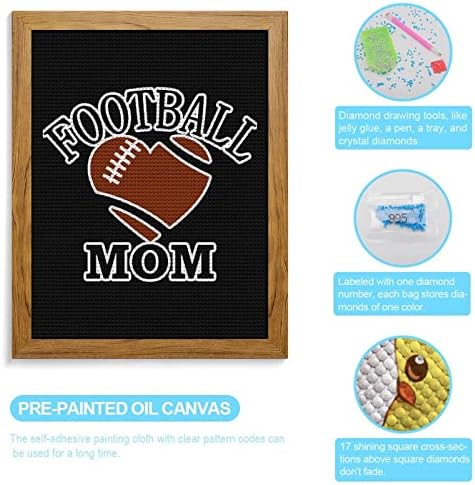 Ragbi fudbal mama okrugla dijamantna slika sa okvirom puna bušilica slika umjetnosti za zidne ukrašavanje