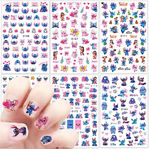 6 listova slatke naljepnice za umjetnost noktiju naljepnice za nokte 3D samoljepljive slatke naljepnice za nokte dizajn crtane naljepnice za nokte Kawaii Anime naljepnice za nokte slatka Nail Art Charm za žene djevojke dekoracija noktiju