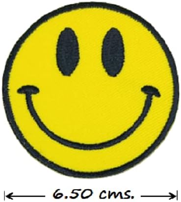 Xomise Lot od 6 kom. Okrugli žuti osmijeh suočavaju se sa velikim očima retro hipi DIY glačalo na izvezenim