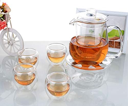 Prilično stakleni čaj- čaj za kafu + 4 dvostruke zidne čaše šalice + čaj toplije
