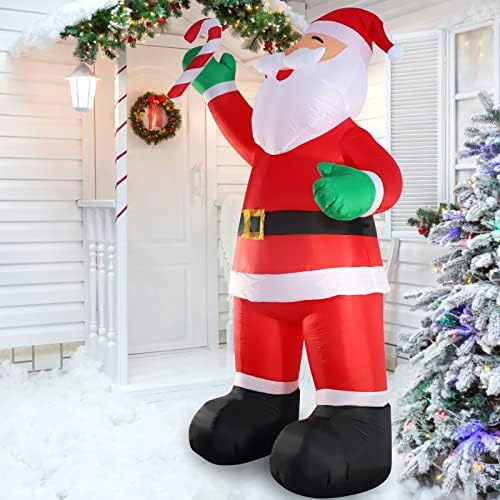 SHDEJTG 10ft Božićni ukrasi na naduvavanje, Božićni Deda Mraz sa slatkišima sa LED svetlom