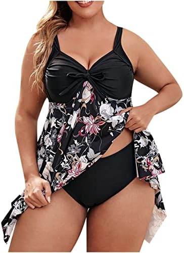 Plus Size dvodijelni kupaći kostimi za žene Tankini kupaći kostimi lepršava kupaća haljina sa šorc kupaćim