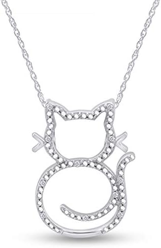 1/20 karata okruglog oblika prirodni dijamant naglasak mačka privjesak ogrlica od 14k zlata preko srebra